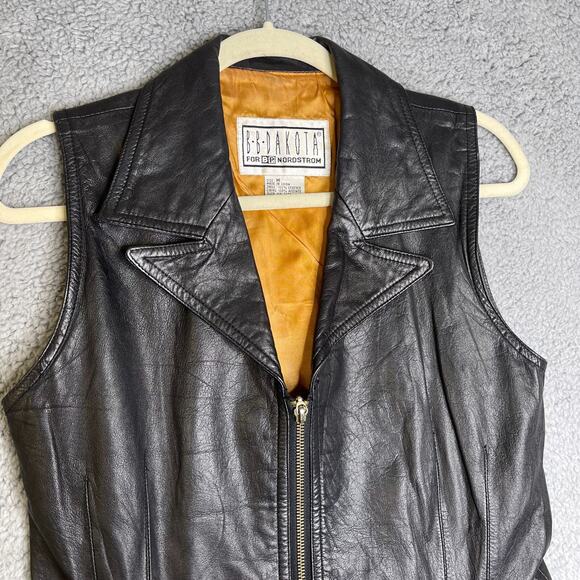 Vintage Leather Vest Womens Medium BB DAKOTA by BP NORDSTROM Black - Picture 7 of 16